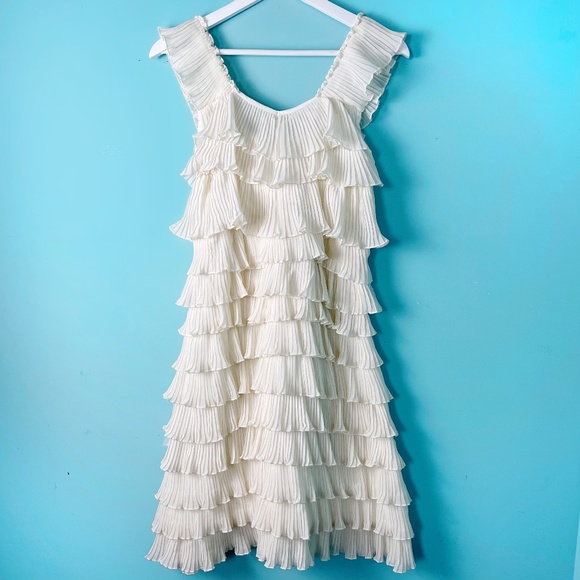 Vintage Ivory Ruffle Dress Small - Picture 1 of 7